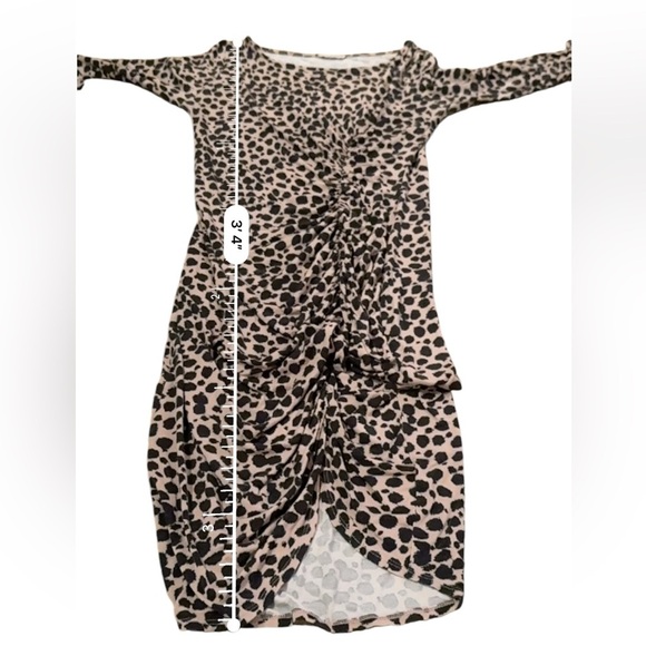 RTR Ingrid &‎ Isabel Leopard Print Tan Black Maternity Ruched Midi Dress Sz M - Picture 12 of 12